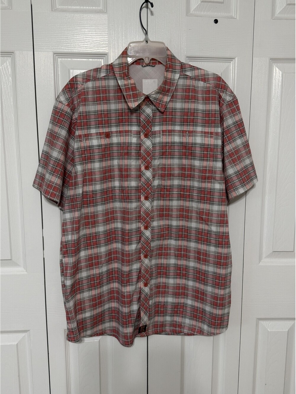 Reel Legends Shirt Mens L Red Plaid Short Sleeve Button Up Fishing Casual